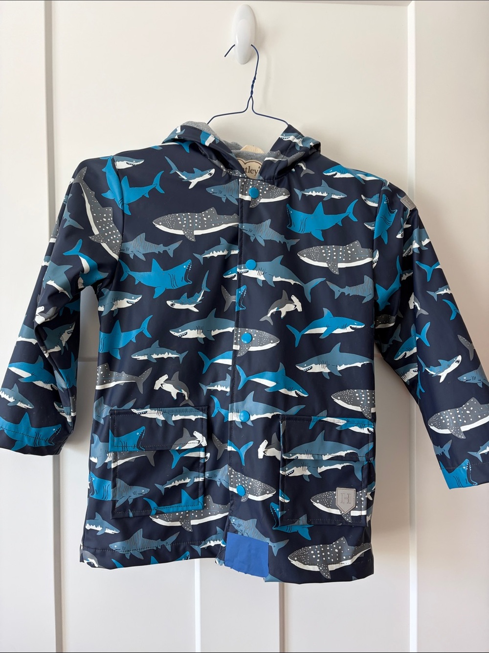 Hatley Navy Blue Shark Print Raincoat